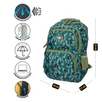 qoolbag Kamuflaj Okul Sırt Çantası - Lacivert - Görsel 7