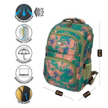 qoolbag Kamuflaj Okul Sırt Çantası - Kiremit Rengi - Görsel 7